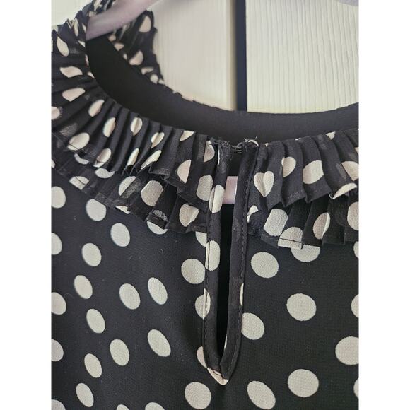 Max Studio Polka Dot Mini Dress with Ruffles Black White, Women's Medium NWOT - Picture 5 of 6